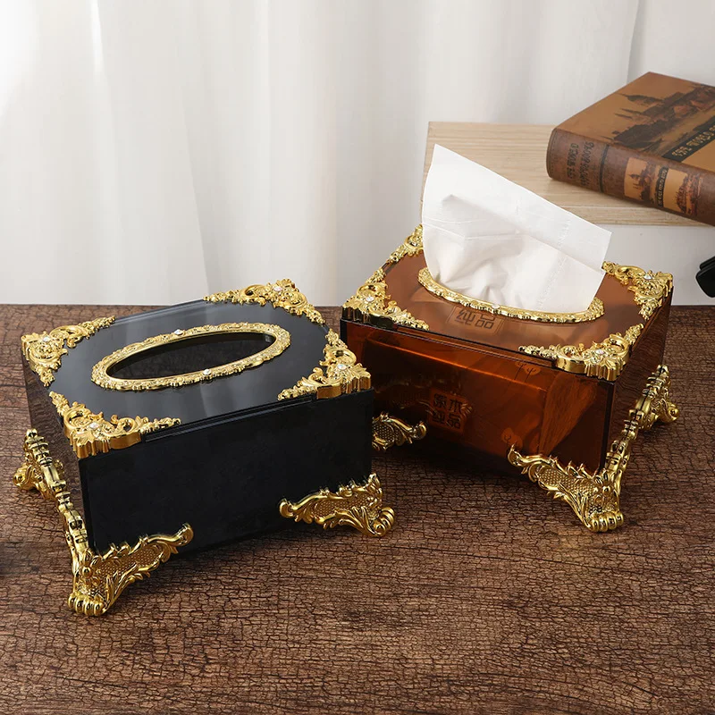 

New European Style Large Luxury Tissue Box Drawer Box with European Creativity for Home and Automotive Use