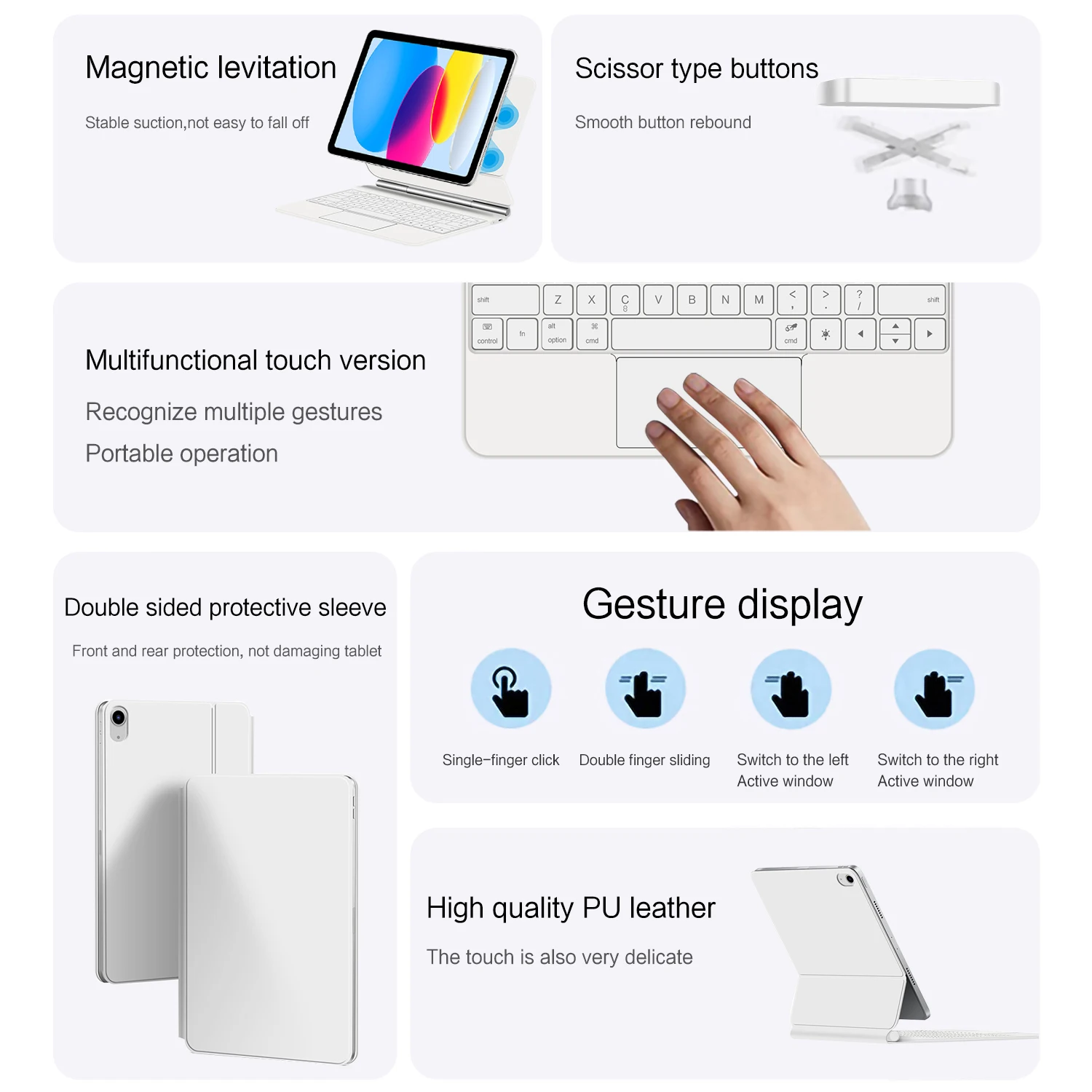 Podświetlana Magic Keyboard do iPada 10 10. generacji 2022, etui do iPada A16 11 cali 2025 11. generacji, wielodotykowa inteligentna klawiatura Folio