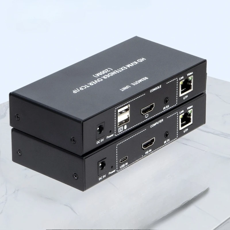 200M HD IP KVM Extender over RJ45 Ethernet Cat5e/6 Cable 1080P HDTV Extender USB KVM via Network Switch Support Mouse Keyboard
