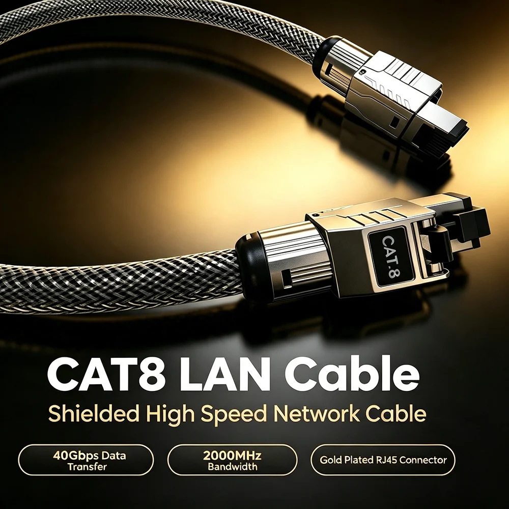 Lan Cable Gaming - Cable de red CAT8 de plata