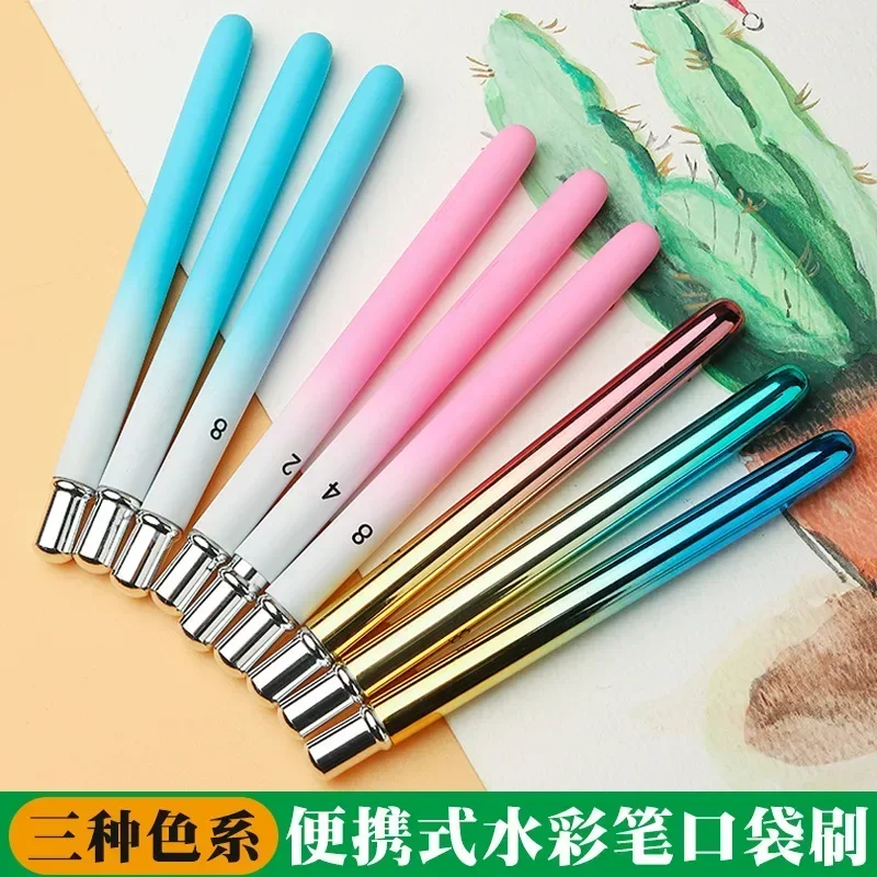 Colored Pen Holder Round Watercolor Paint Brush Set Animal hair for Watercolors Acrylics Inks Gouache Oil and Tempera