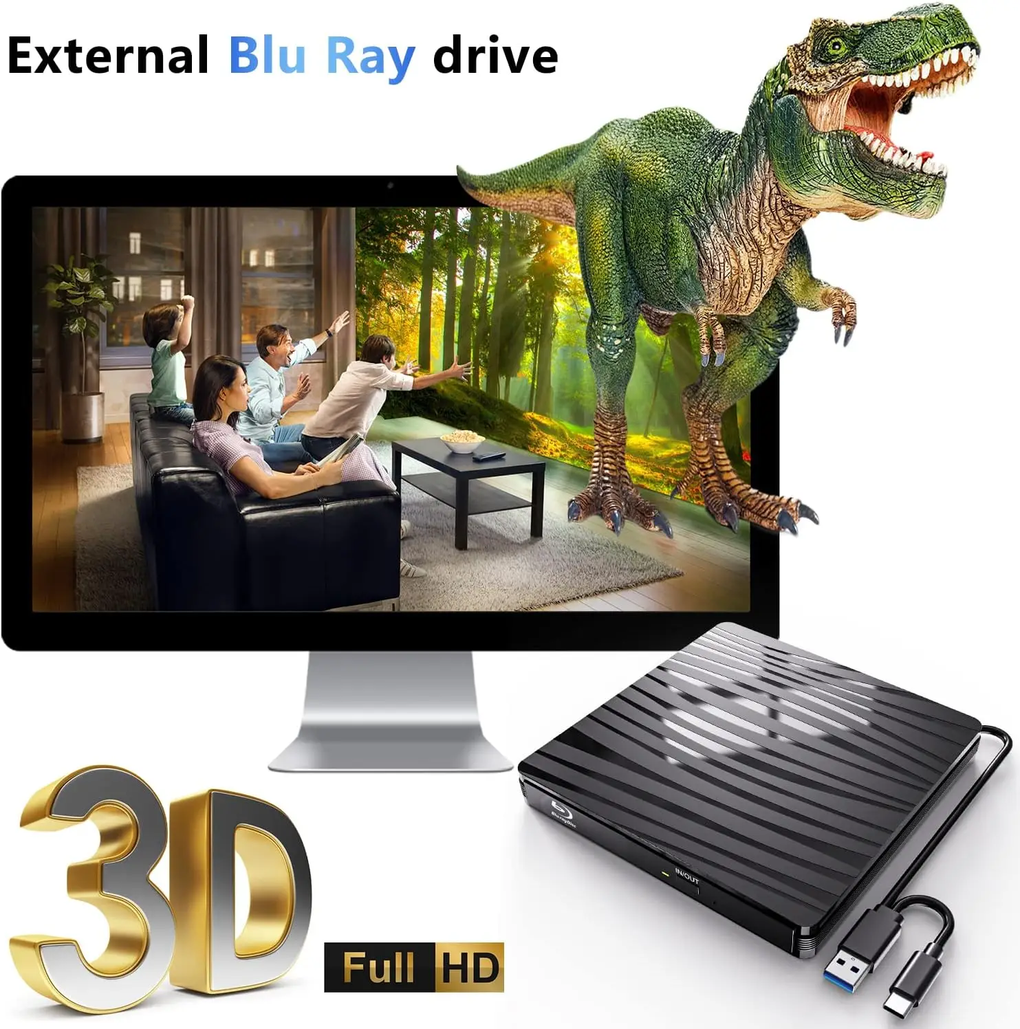 Reproductor de grabadora Blu-Ray USB 3,0 CD DVD unidad Bluray externa lector de escritura para Windows MacBook portátil de escritorio