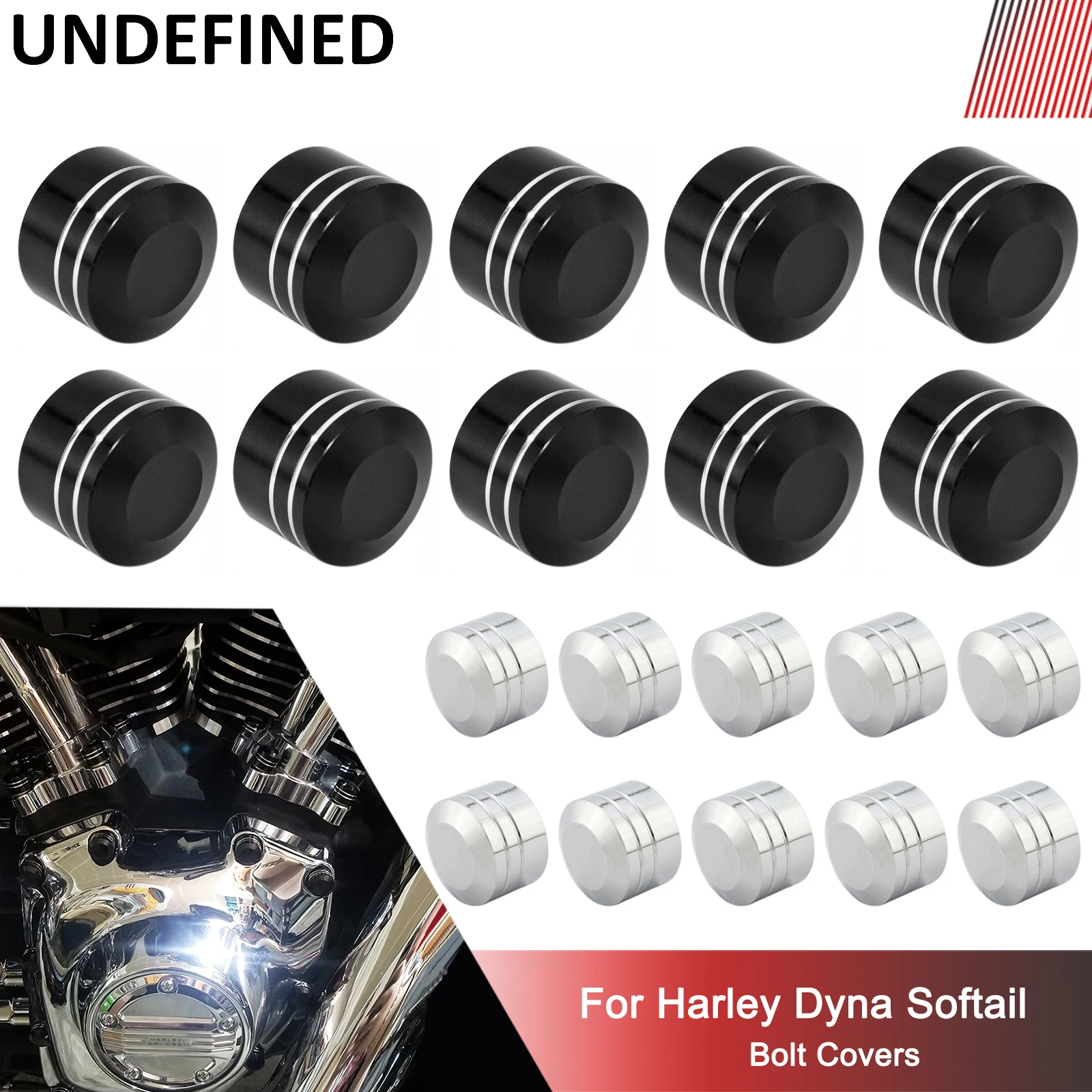 Motorcycle Head Bolt Cover Motor Topper Screw Caps for Harley Twin Cam Dyna Softail Sportster XL Touring FLH Road King Tri Black