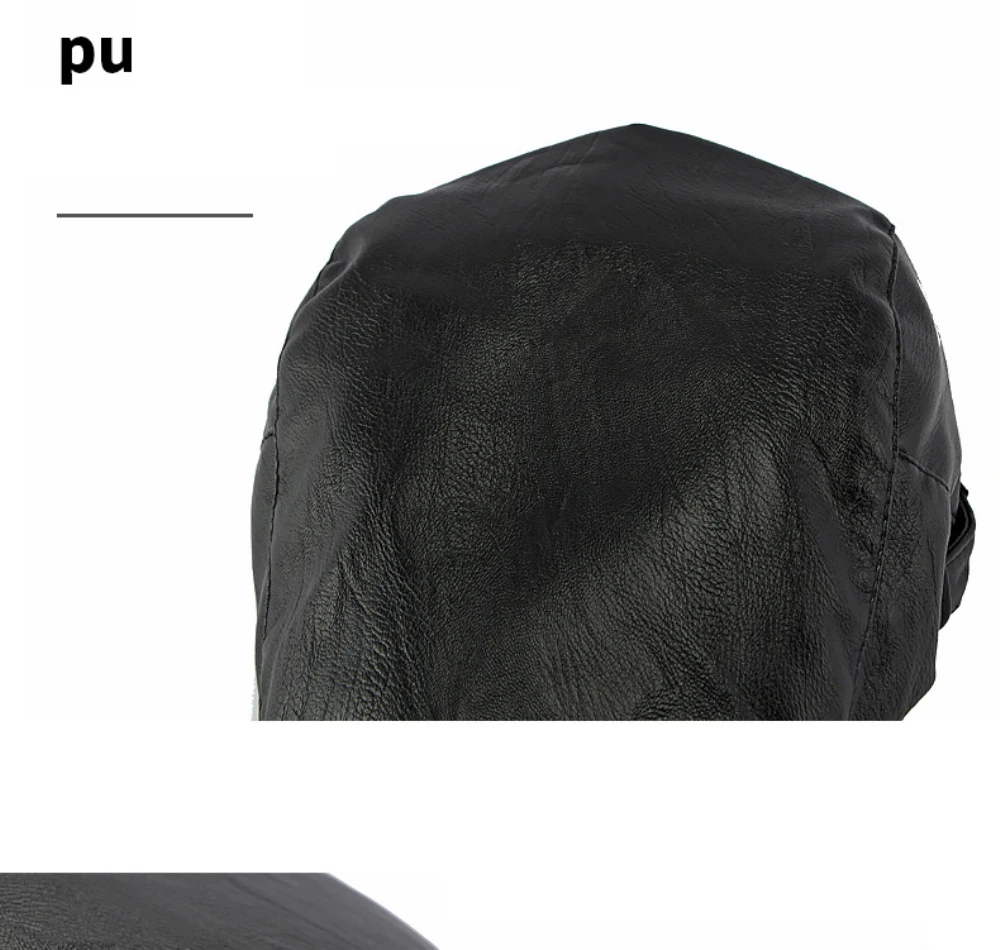 HT5127 Herbst-Winter PU-Leder Kappen für Herren und Damen, Künstler-Mütze, Unisex Ivy Flat Cap, Verstellbare Baskenmütze – Detail 4