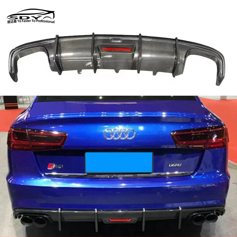 

A6 S6 C7.5 KB Style Carbon Fiber Rear diffuser With Light Rear Bumper Lip For Audi A6 Sline S6 C7.5 2016-2018