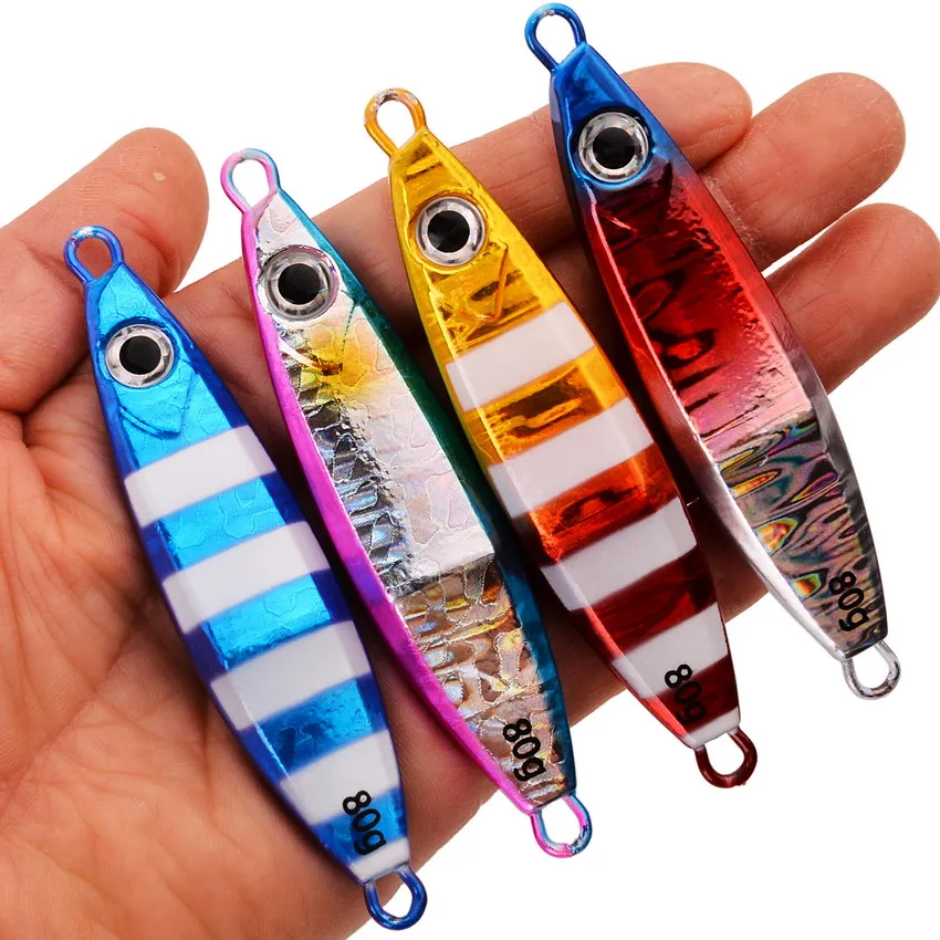 1pcs 40g 60g 80g 100g Metal Jig Spoon Lure Artificial Bait Shore Slow Sinking Jigging Hard Bass Fishing Tackle Pesca view 5