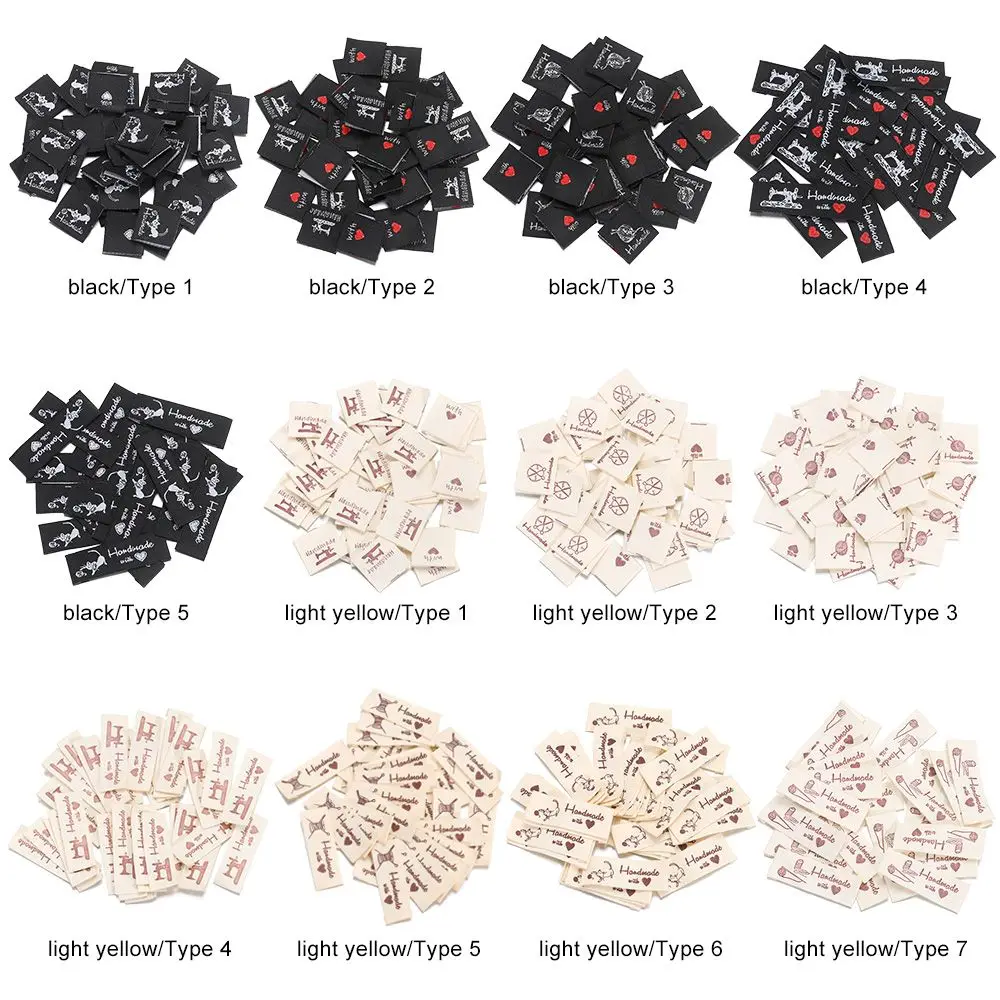 50 szt. Tkane materiały w kształcie serca dziewiarskie wełniana piłka dodatki do odzieży tagi odzieżowe etykiety na ubrania ręcznie robione z