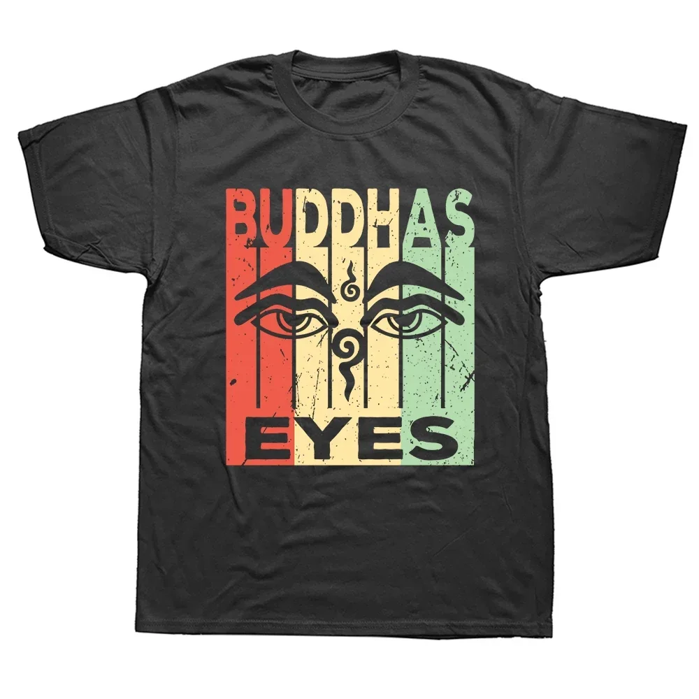 Streetwear abbigliamento uomo Bodhnath Temple Eyes magliette divertenti sì di Buddha Tee top girocollo manica corta Tshirt