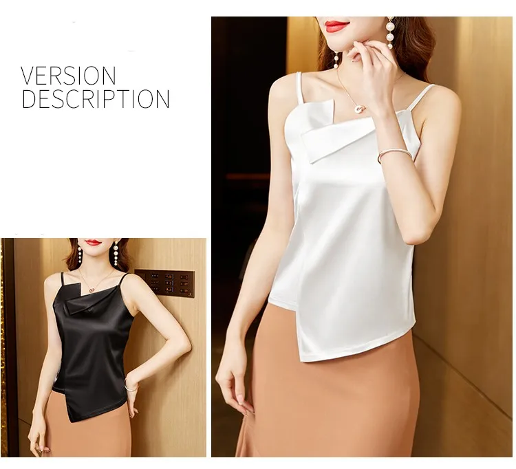 PAIDAXING Canotte Da Donna In Raso Di Seta Senza Maniche Con - Foto 6