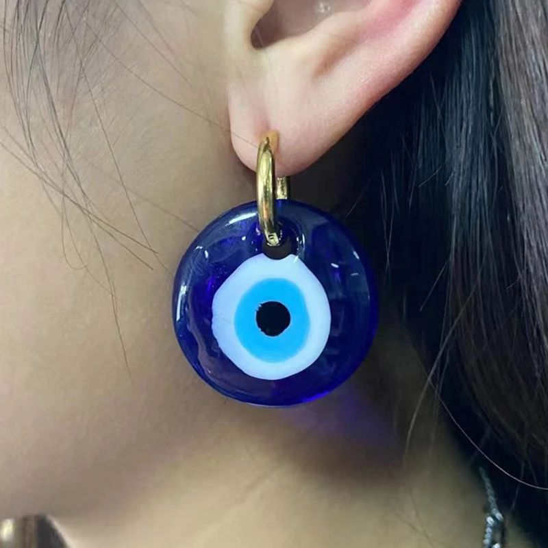Europäische und Amerikanische Mode Glas Türkischen Blue Eye Ohrringe Persönlichkeit Einfache Teufel Auge Ohrringe Ohr Schnalle Weiblichen
