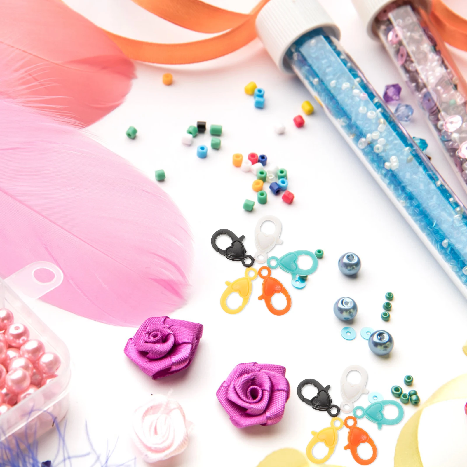 

50pcs Heart Lobster Clasps Mixed Bracelet Clasps Color Resin Jewelry Making Supplies Diy Bracelet Necklace Accessories
