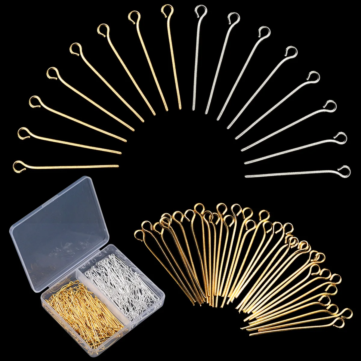 28mm 200pcs Jewelry Making Materials Kit Boxed Golden Color 9-pins For Handmade Earrings Pendants Bracelets DIY Accessories