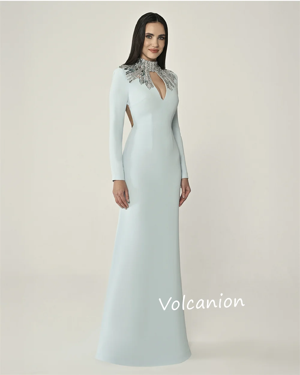 تخصيص جيرسي الديكور مطرزة ألف خط الياقة العالية فساتين طويلة مناسبة مخصصة كلاسيكية رائعة مساء رسمي