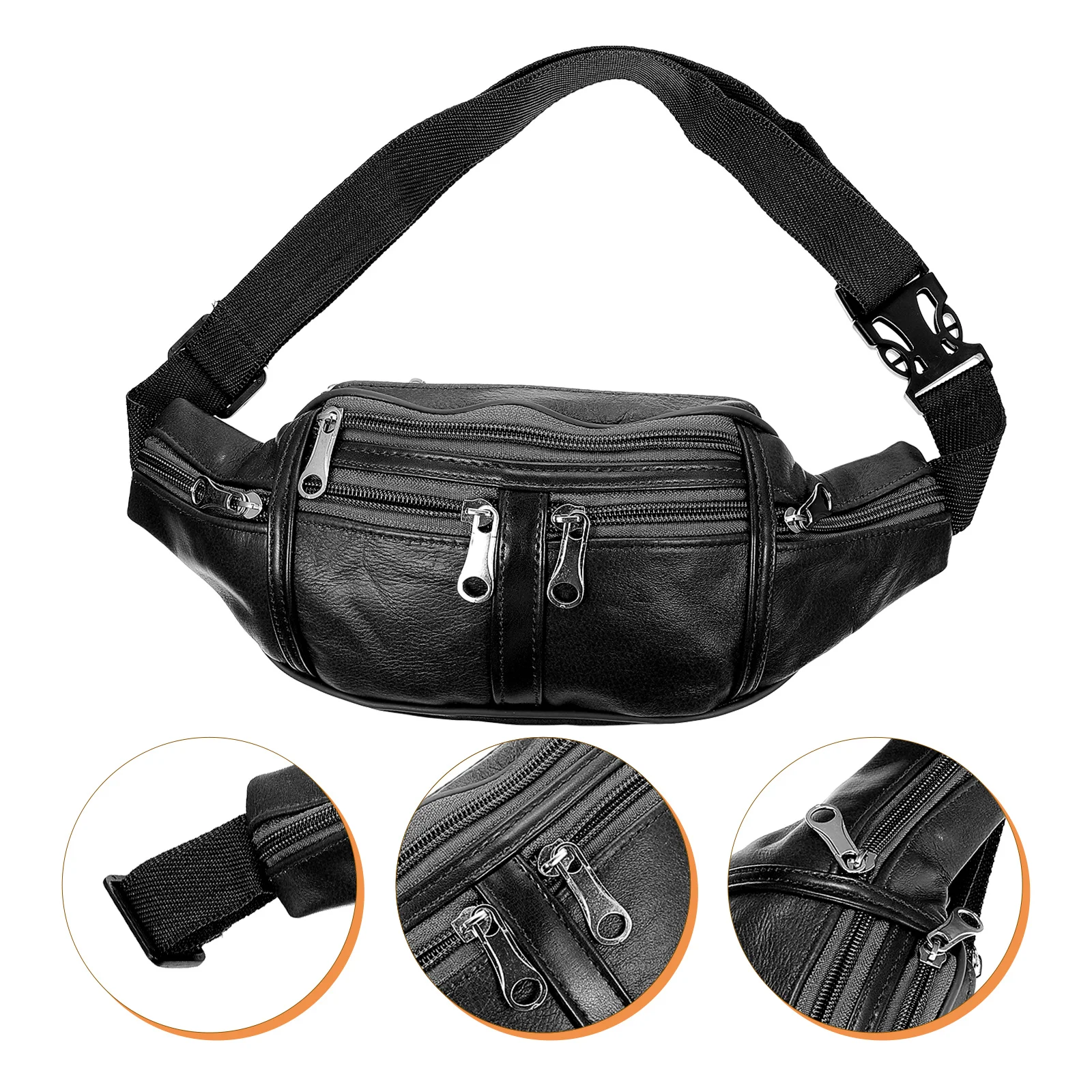 

Water-resistant Crossbody Bag Mens PU Fanny Casual Waist Pouch Sports Belt Pack Phone Storage Jogging Travel Gym Outdoor