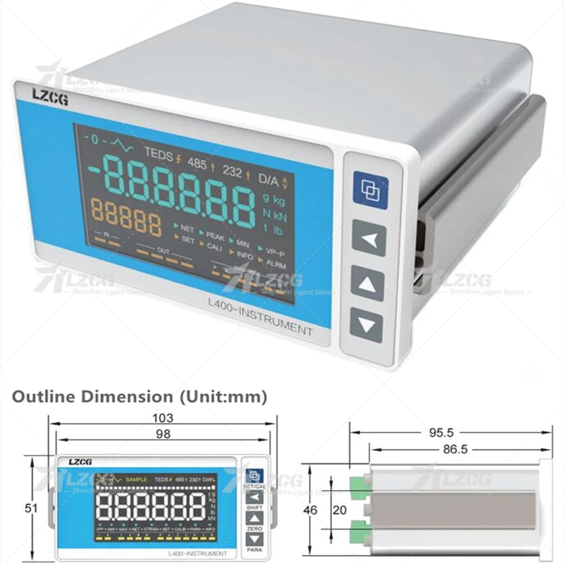L400B Digital Control Indicator Force Sensor 24VDC Industrial Transmitter with Strain Gauge Bridge Sensors