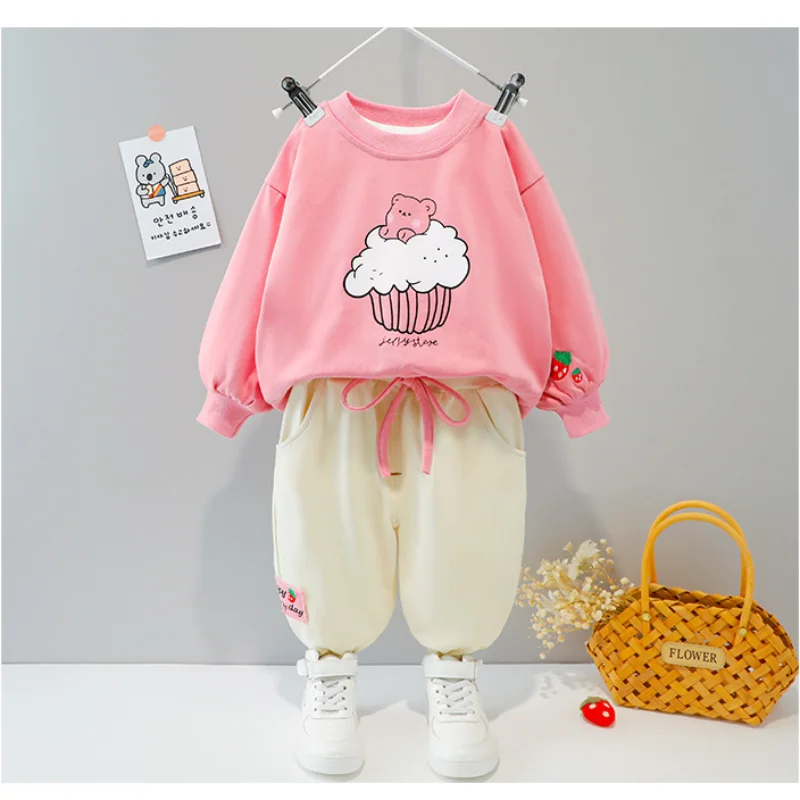 Autumn Baby Girls Clothes Set Sweet Kid Sweatshirts Pullover Top And Pants Bottom 2pcs Suit Children Fashion Outfits Tracksuits