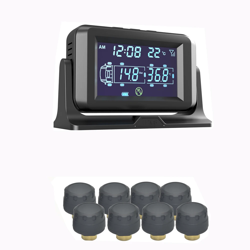 Wholesale 8-Sensor Digital Tire Pressure Monitoring System TPMS for Heavy Trucks Buses Trailers Tire Gauges