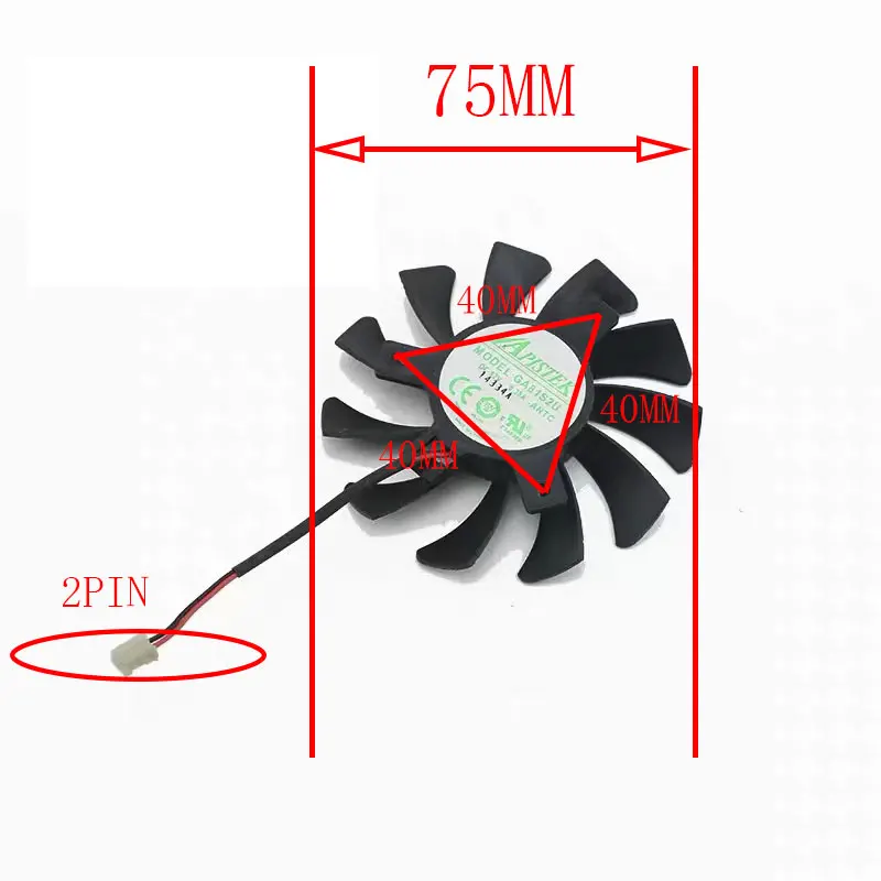 Pour saphir R7 240 250 D5 version platine R7 350 75MM 2PIN GA81S2U GA71S2H DC 12V 0.38A adapté