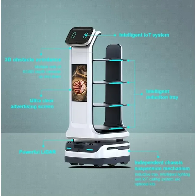 AI Intelligent Service Robot Commercial Food Delivery Automatic Navigation Server for Western Restaurant Pizza Delivery