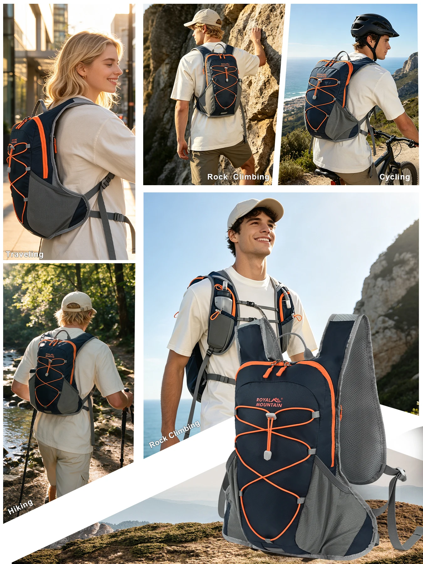 15-Liter-Hydrationsrucksack für Reiten, Wandern und tägliche Outdoor-Aktivitäten mit Unisex-Design, mehreren Taschen und separatem Wasserblasenfach. – Detail 10