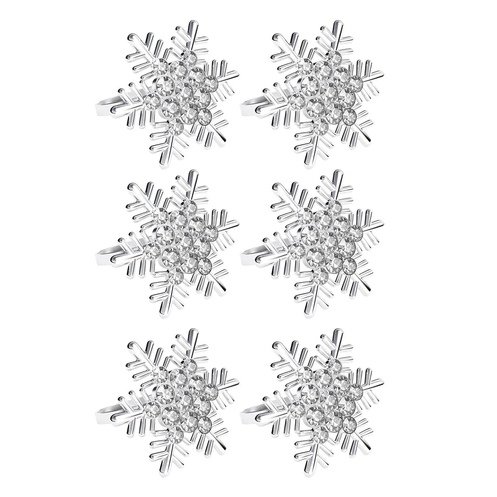 6Pcs Xmas Snowflake Napkin Rings Exquisite for Table Settings Table Birthday
