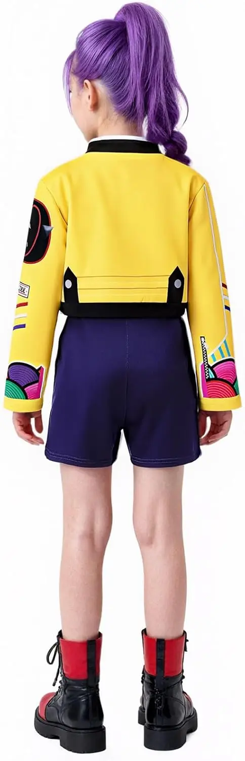 Kpop رومي زوي ميرا حفلة بنات شيطان زي الصيادين تأثيري الزي سترة أعلى السراويل الاطفال أزياء الهالوين المغني تأثيري