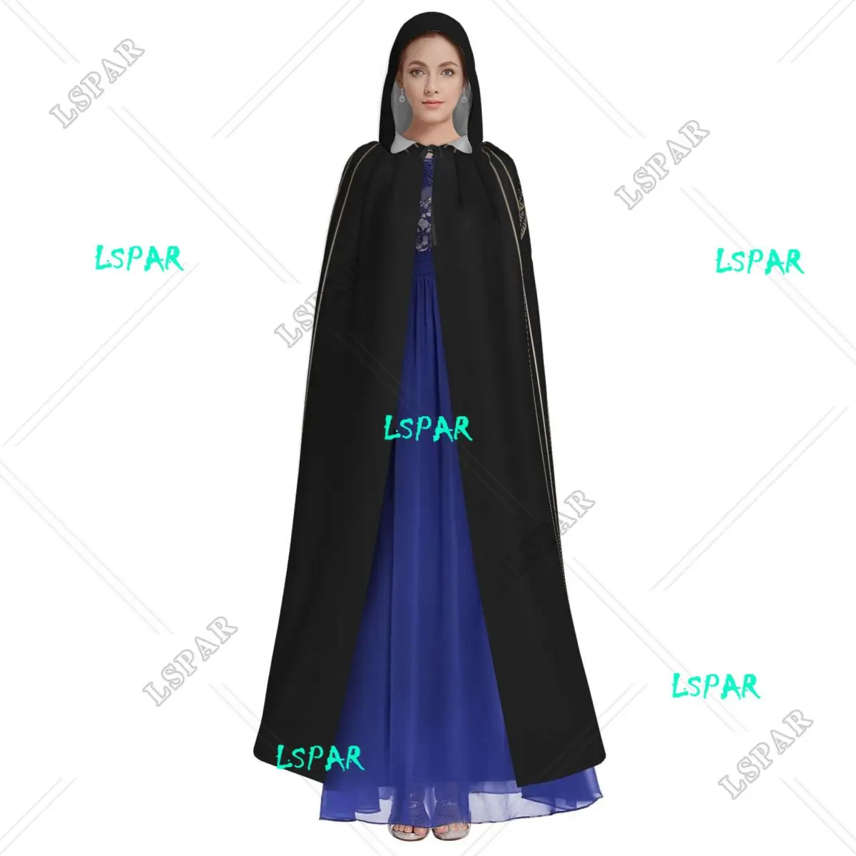 Gemini Tarot Card Zodiac Long Hooded Cloak Witch Medieval Costume Cosplay Cape HalloweenCoat Adult Unisex