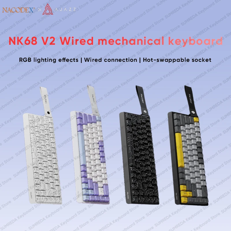 

Механическая игровая клавиатура NACODEX AJAZZ NK68 V2, проводная, 65% раскладка, RGB, с возможностью горячей замены, для игр и офиса, аксессуары для ПК, подарок