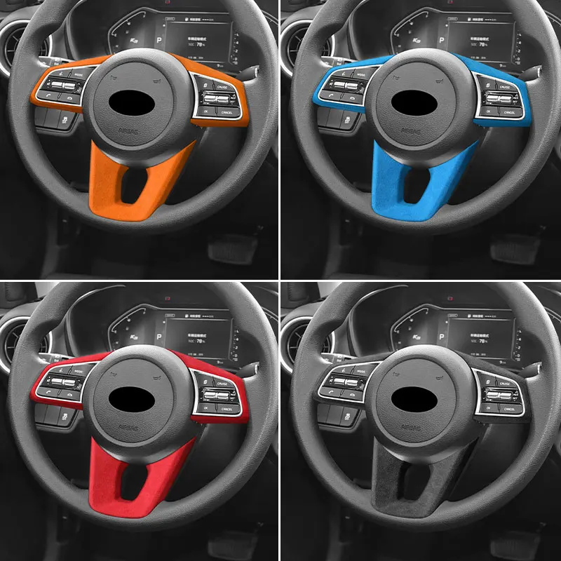 

Made of Alcantara For Kia K3 Forte Cerato (2019-2021) Car Steering Wheel Cover + Gear Shift Boot Interior Tuning Accessory Set