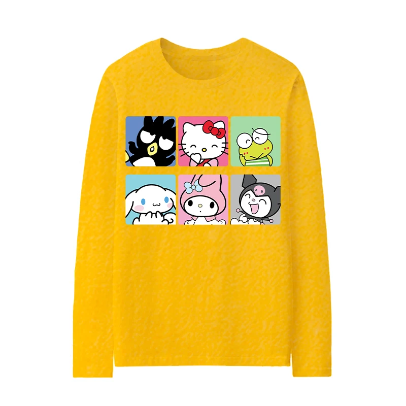 2024 Autumn New Sanrio Co-branded Long-sleeved T-shirt Women Kulomi Melody Laurel Dog Children's Clothes