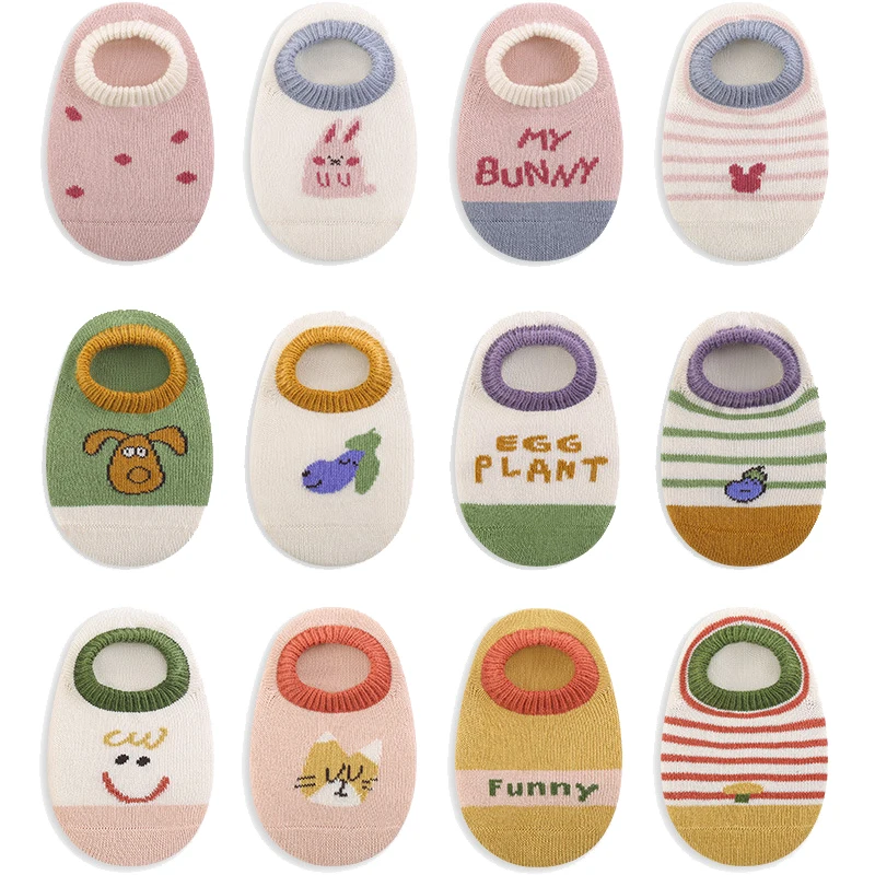Calzini da pavimento per bambini Calzini da barca sottili antiscivolo per bambini traspiranti primaverili, autunnali ed estivi Calzini corti in cotone per ragazze e ragazzi