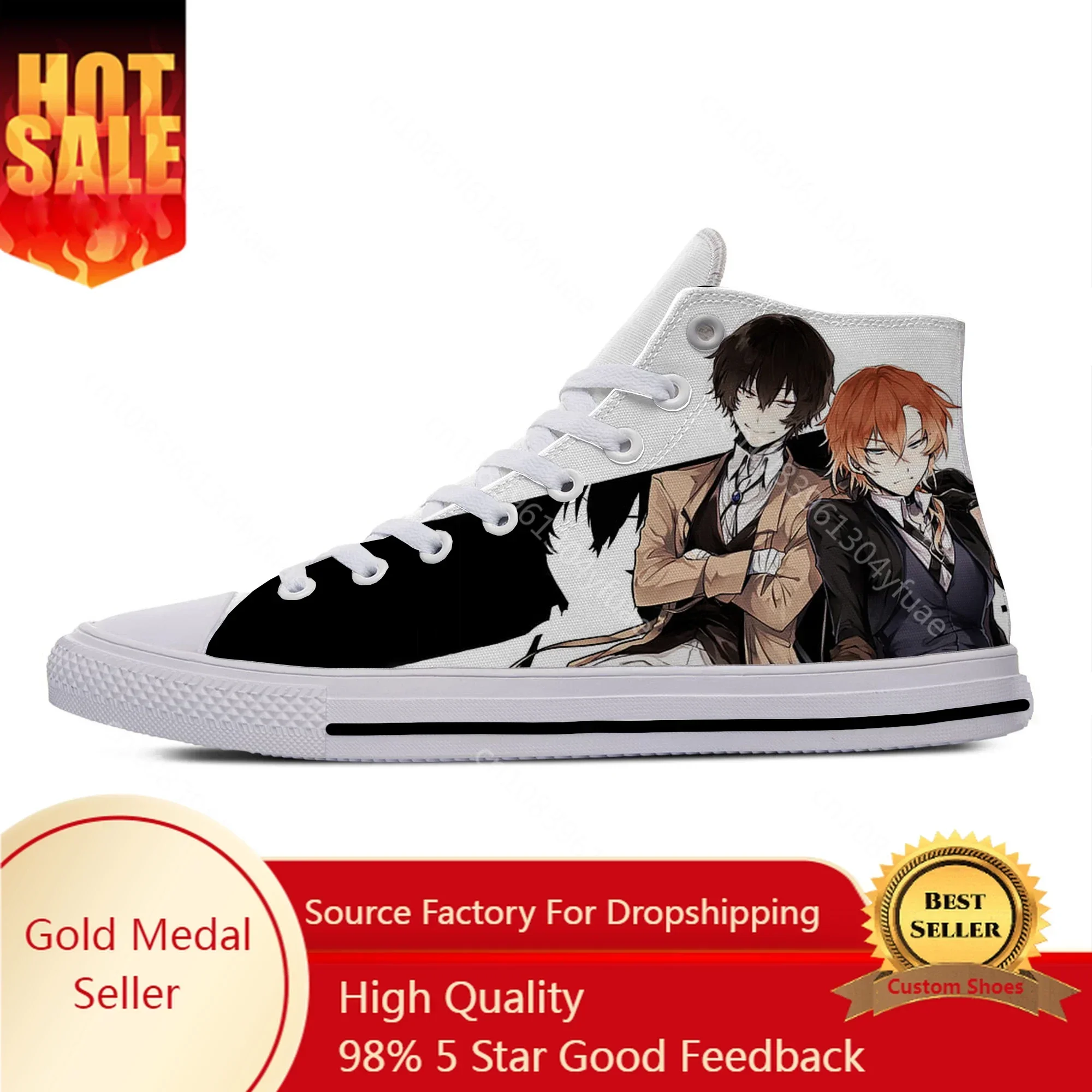 

Hot Anime Manga Bungou Stray Dogs Chuuya Nakahara High Top Casual Board Shoes Lightweight Men Women Summer Breathable Sneakers