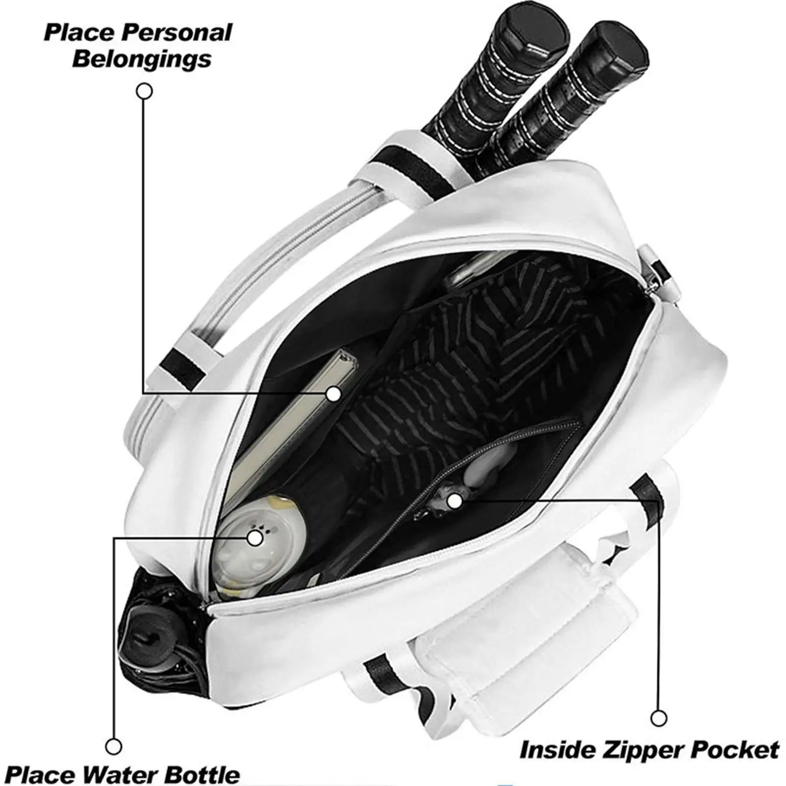 Pickleball Bag Multipurpose Sports Racquet for Women Men with Removable Adjustable Strap Tennis Racket Bag Pickleball Tote Bag
