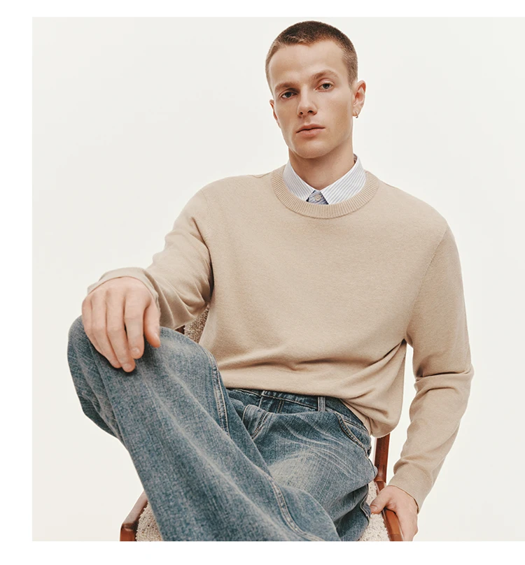 Semir Strickpullover für Herren, Winter-Kaschmirmischung, wärmeisolierend, antibakteriell, 2025, neue Basic-Rundhalsausschnitt, schwarze Basisschicht – Detail 11