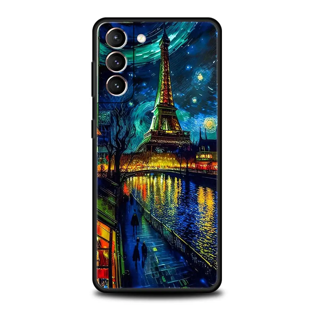 Starry night van gogh Phone Case For Samsung Galaxy S24 S23 Ultra S22 S21 S20 FE 5G S10 S10E S9 Plus S8 Silicone Black Cover
