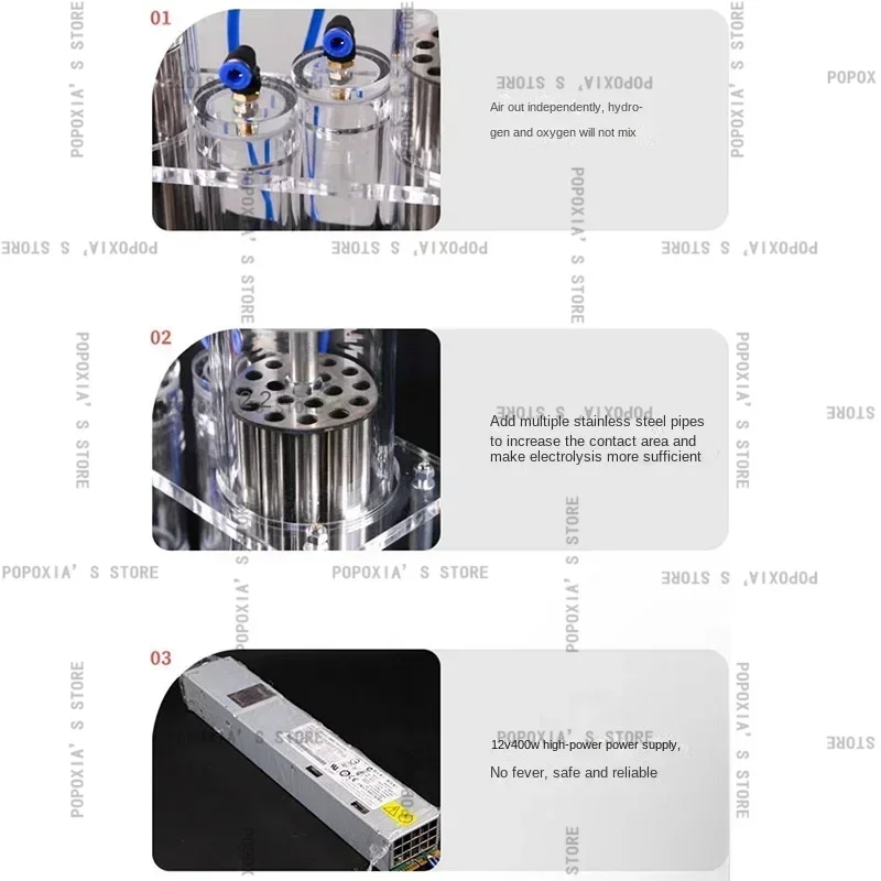 Apparecchiature di laboratorio elettrolizzatore d'acqua di separazione dell'idrogeno e dell'ossigeno di alta qualità a doppia uscita scienza popolare