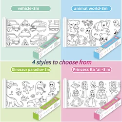 Children's Drawing Roll DIY Coloring Paper Roll Color Filling Paper Graffiti Scroll Paper-cut for Kids Painting Educational Toys