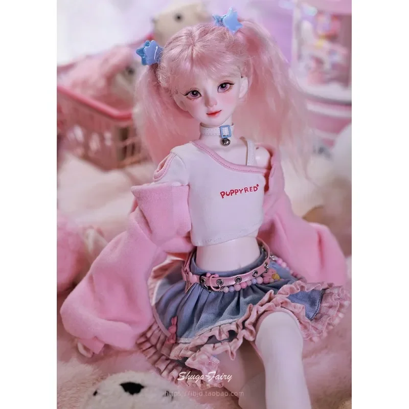 Authentic 4-point Bjd Doll A Ning Fashionable And Cute Girl Cute Style Dressing Full Set Handmade Makeup Exquisite Resin Baby