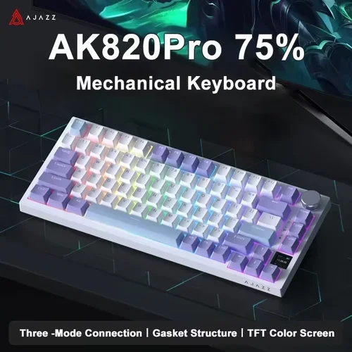 Teclado mecánico para juegos AJAZZ AK820 / AK820Pro 75% 82 teclas con cable de modo único/teclado inalámbrico Bluetooth para ordenador portátil y PC