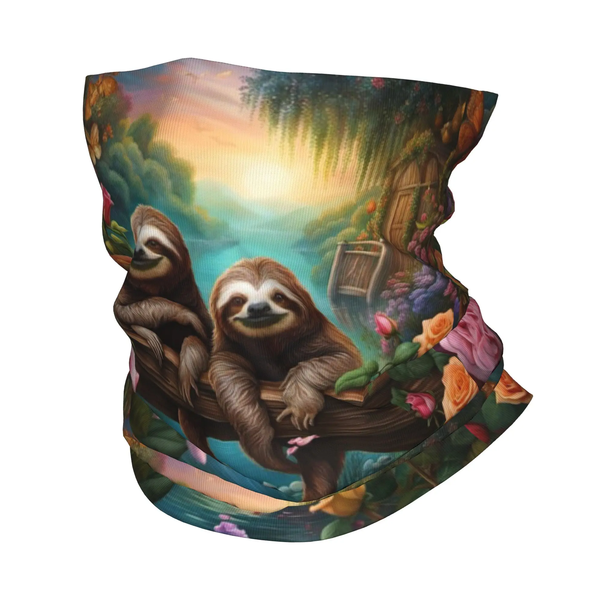 Lovely Sloth Print  Bandana Neck Gaiter Printed Mask Scarf Multi-use Cycling Scarf Outdoor Sports For Men Women Adult Breathable