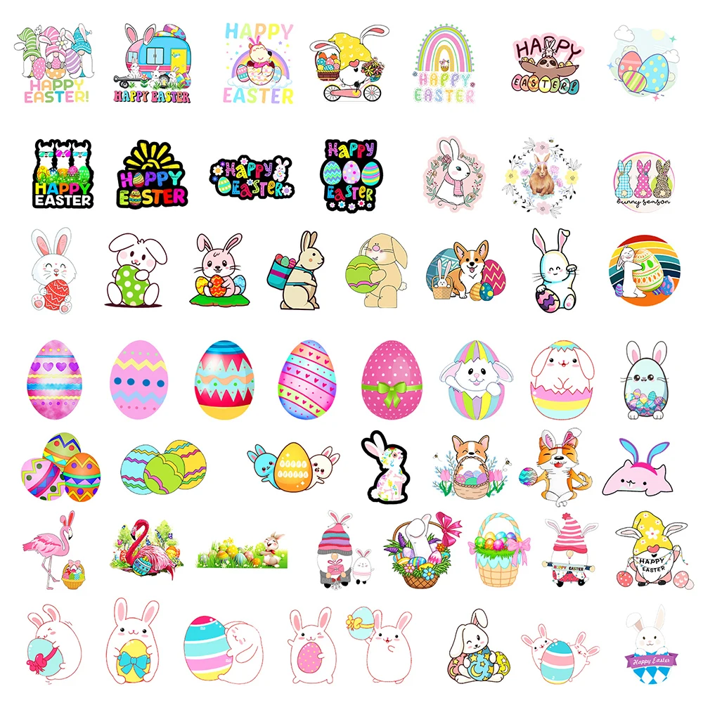 10/30/50PCS Cartoon Easter Egg Bunny Stickers DIY Decoration Party Decals DIY Fridge Skateboard Phone Bike Graffiti Gifts Toys