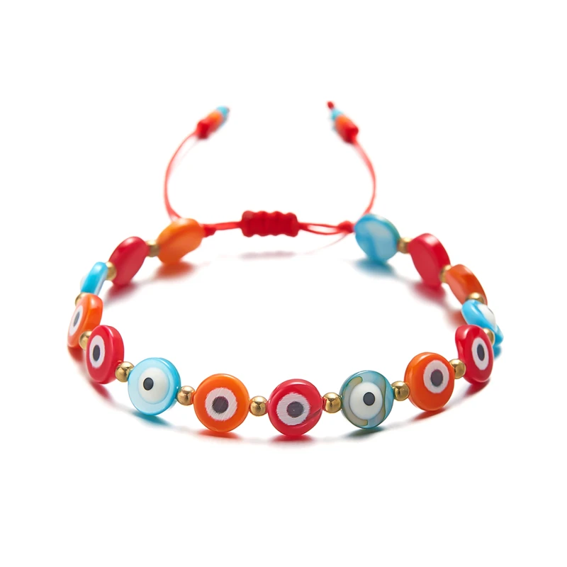 New Design Handmade Evil Eye Bracelets Blue Red Colorful Resin Beads Bracelet For Women Lucky Turkish Fashoin Jewelry Gifts