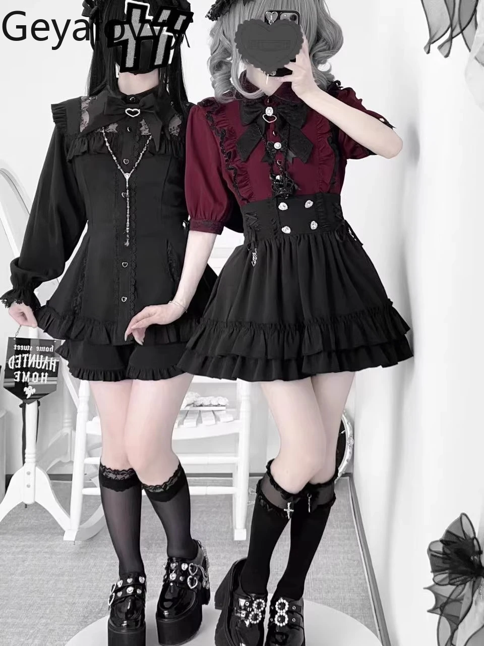 Süße süße Mädchen-Bluse mit vielseitigem Revers und Schleife, Original-Massenproduktion, japanisches Mine-Spitzen-Kurzarmshirt für Damen