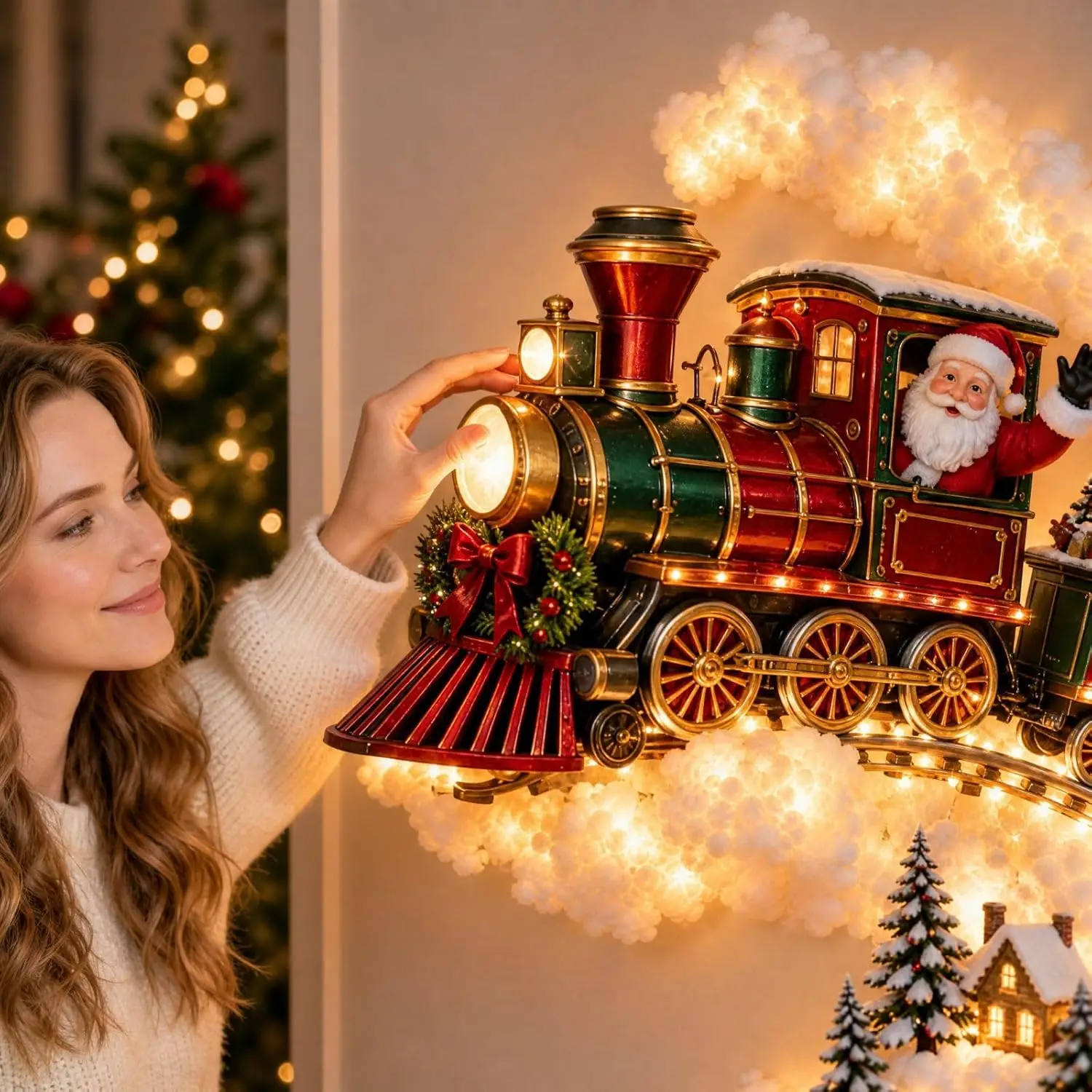 Christmas Magic Trail Wall Light Handing Christmas Wall Decor Lights Christmas Wall Decor Santa Sleigh Reindeer for Decoration
