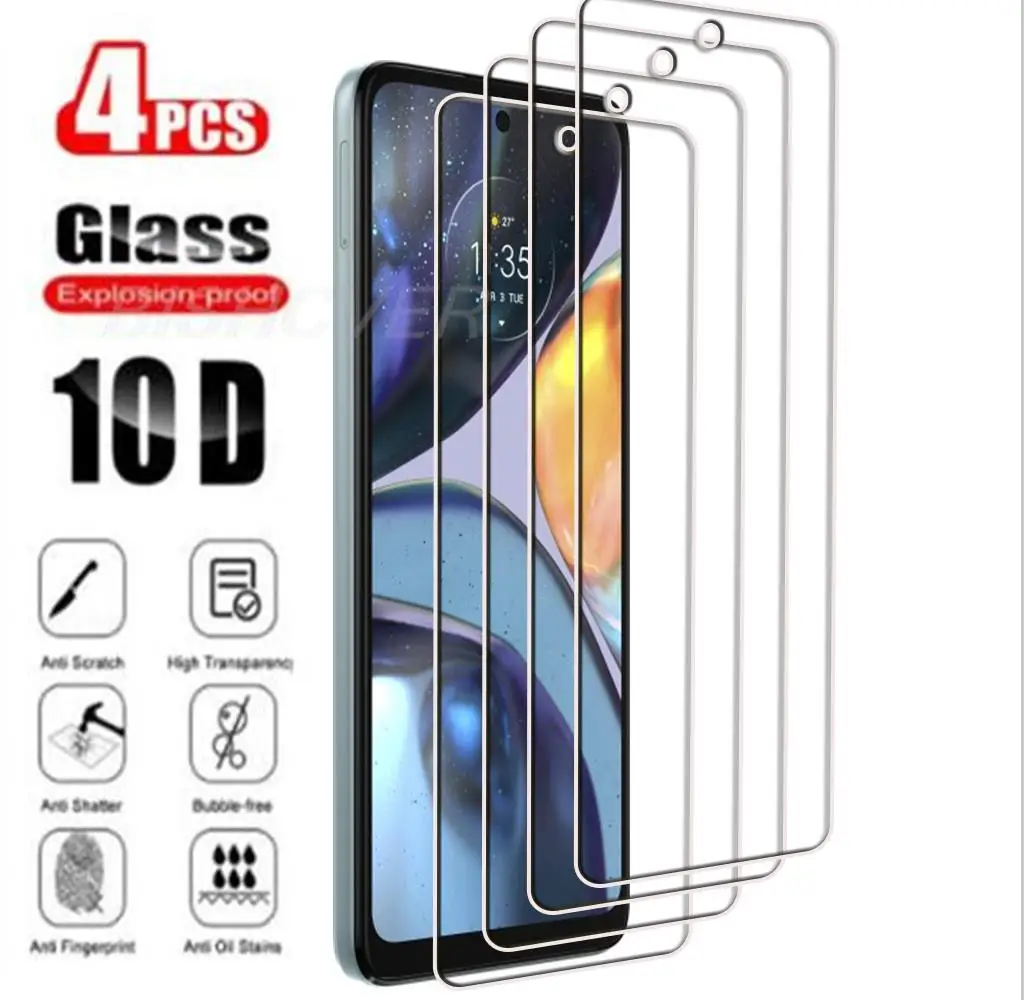 4Pcs Tempered Glass FOR Motorola Moto G22 6.5