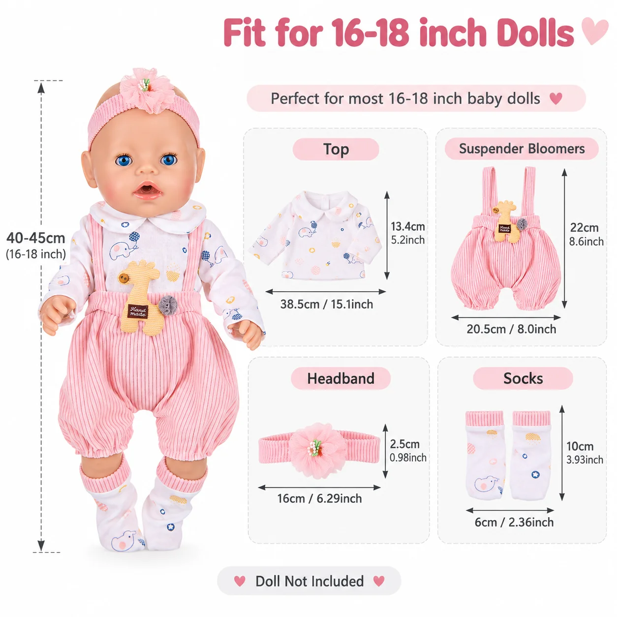 Doll Clothes for 16-18 Inch 40-45cm Reborn Baby Doll American Girl Dolls Cute Outfit Clothing Accessories Birthday Gift for Kids view 5