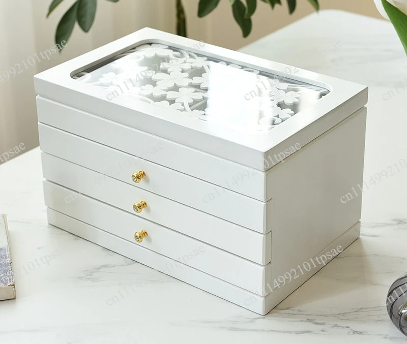 Exquisite multi-layer storage box, light luxury drawer, solid wood dressing table storage device