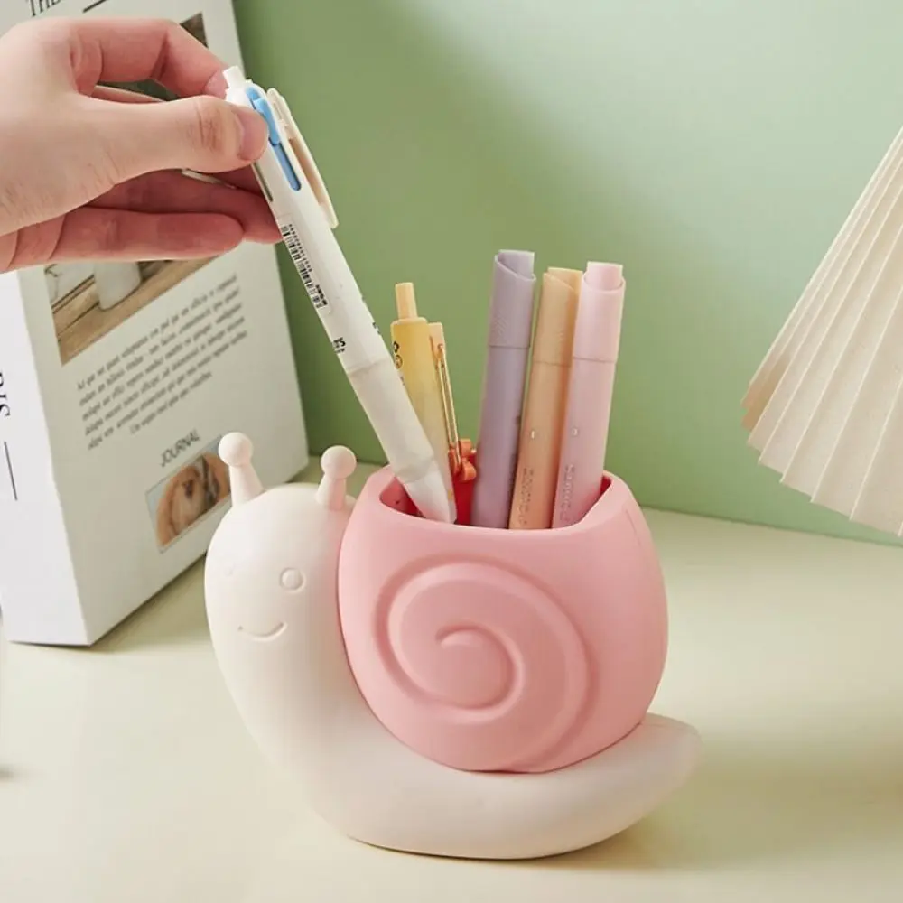 Interesting Snail Pen Holder Student Multi-functional Pencil Storage Box Plastic Makeup Brush Stationery Organizer Desktop Decor