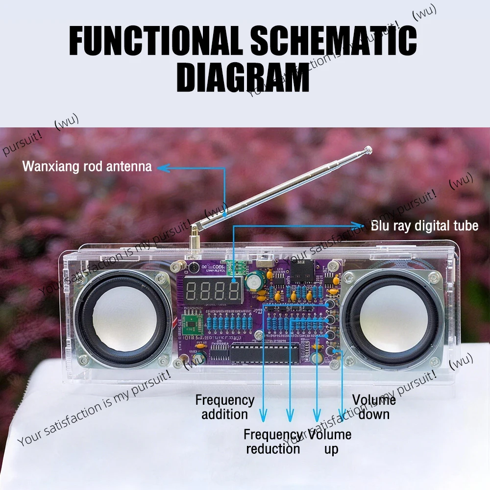 87.5MHz–108MHz Dual-Channel FM Radio with Digital Display – DIY Electronics Kit with Type-C Port Suitable for audio learning etc