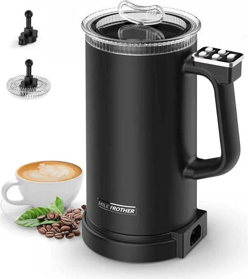 Hot and Cold Double 600ml Electric Milk Frother Milk Frother 4 in 1 Electric Milk Frother for Latte Cappuccino